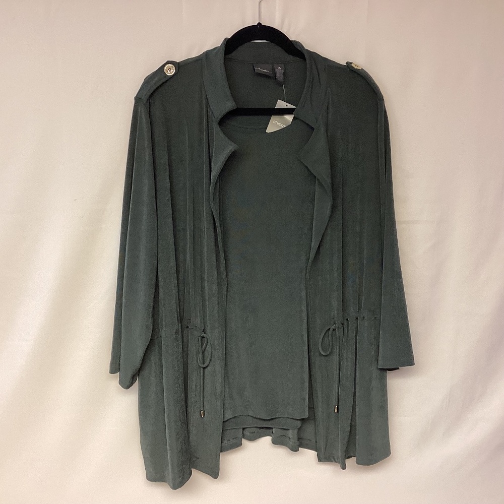Relaxed Open-Front Green Drawstring Jacket - image 1